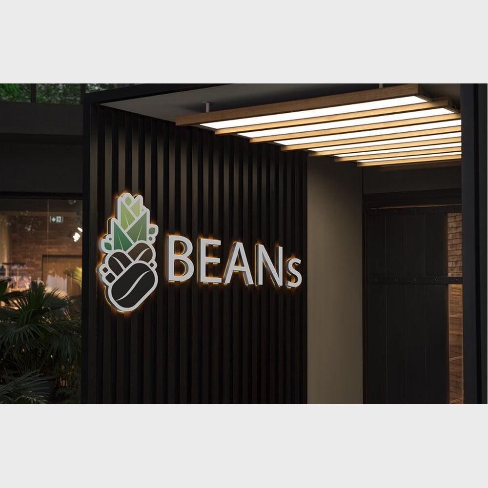 Beans Big Logo 3D Frontlit Channel Letters Led Light Sign