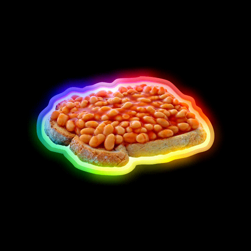 Beans On Toast Snack Food Led Neon Sign Rgb Color - LED neon sign close-up detail