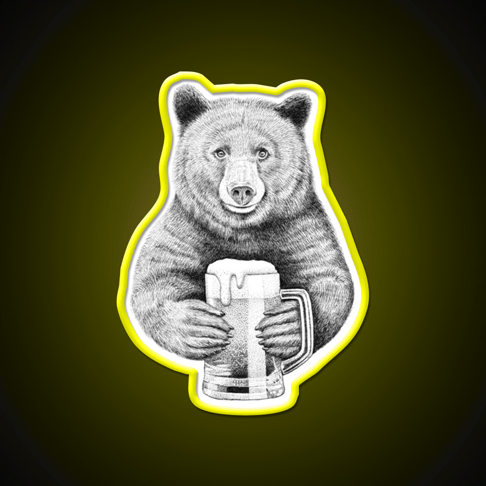 Bear Beer Bar Decor Led Neon Sign Wall Art Rgb Color - Custom LED neon sign front view