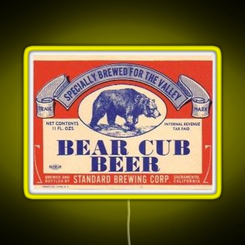Bear Cub Beer Rgb Neon Sign - Neon sign mounted on wall in room