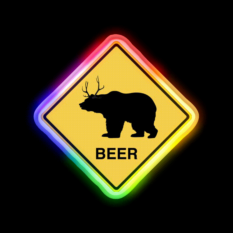 Bear Deer Beer Bar Decor Led Neon Sign Rgb Color - LED neon sign close-up detail