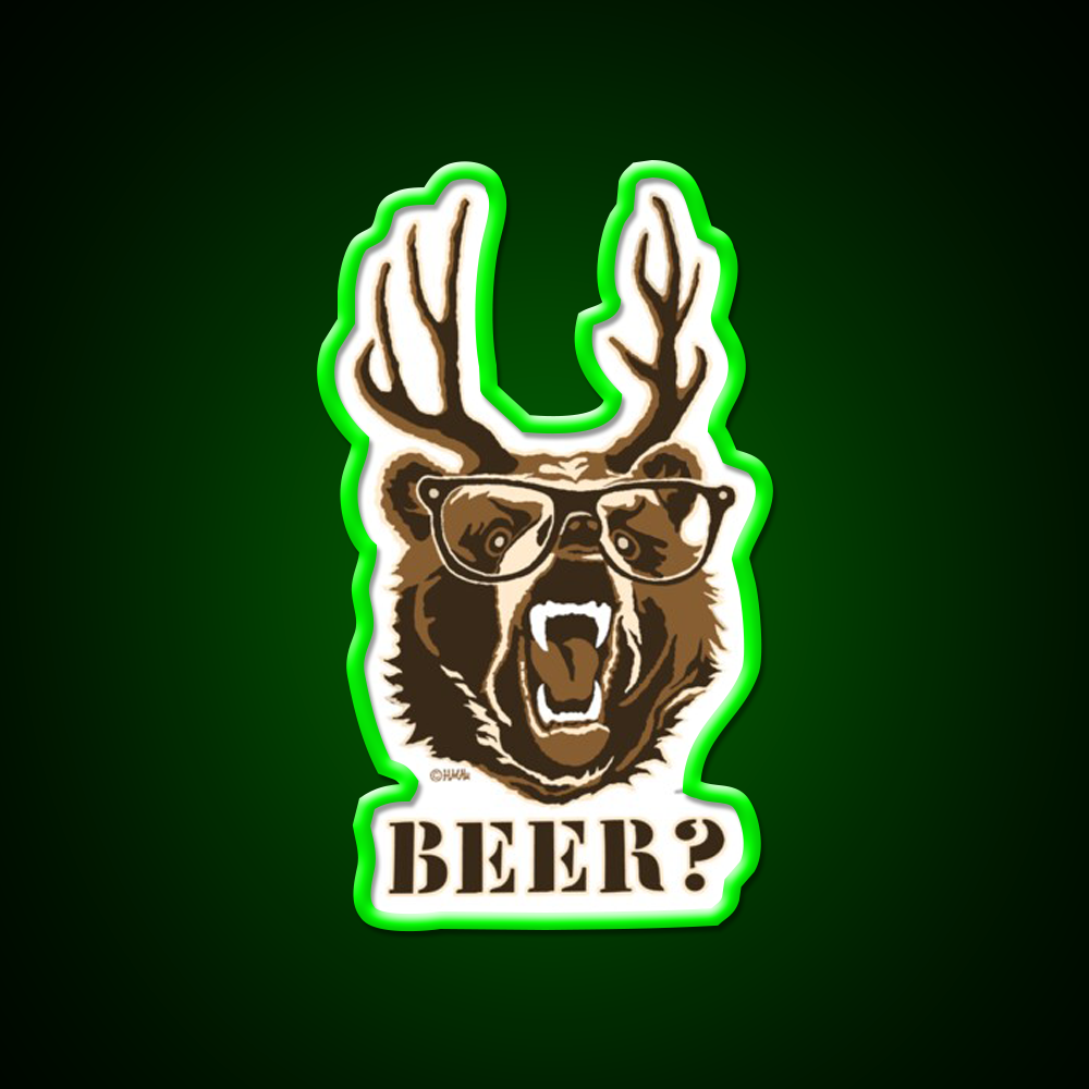 Bear Deer Or Beer Man Cave Bar Led Neon Sign Rgb Color