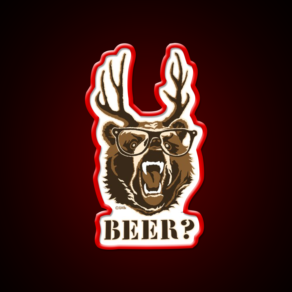 Bear Deer Or Beer Man Cave Bar Led Neon Sign Rgb Color