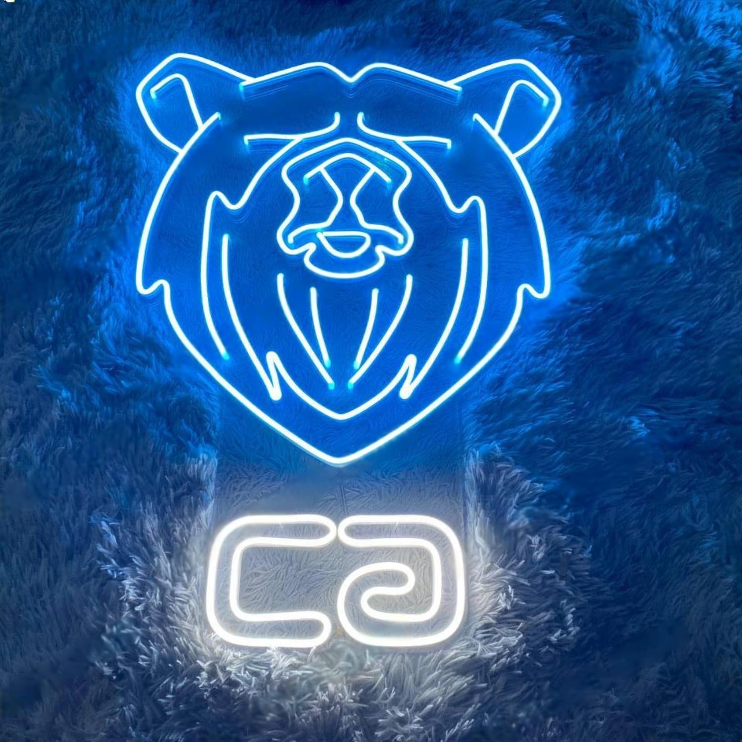 Bear Head Ca Blue White Led Neon Sign For Home Bar Cafe Decor | Shineneon