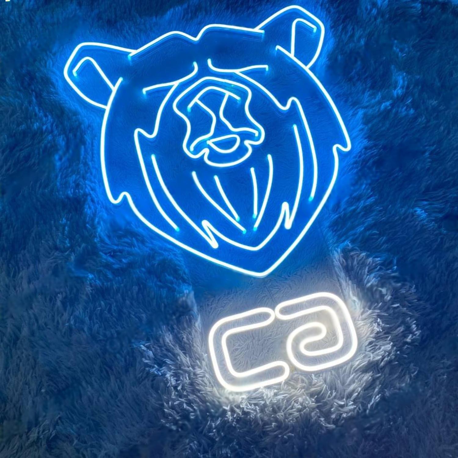 Bear Head Ca Blue White Led Neon Sign For Home Bar Cafe Decor | Shineneon