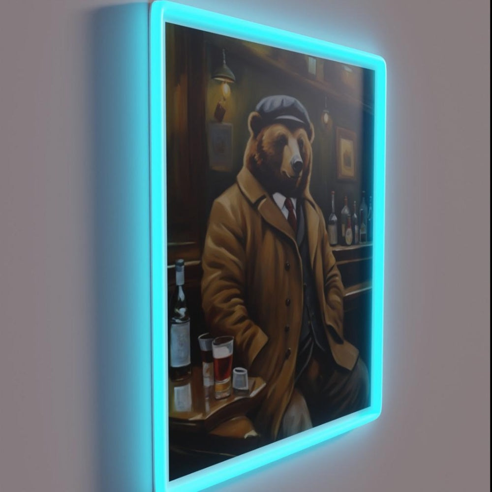 Bear In A Bar Oil Painting Style Rgb Led Neon Sign - LED neon sign close-up detail