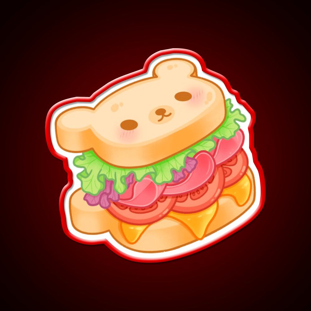 Bear Sandwich Snack Food Led Neon Sign Rgb Color - Shineneon