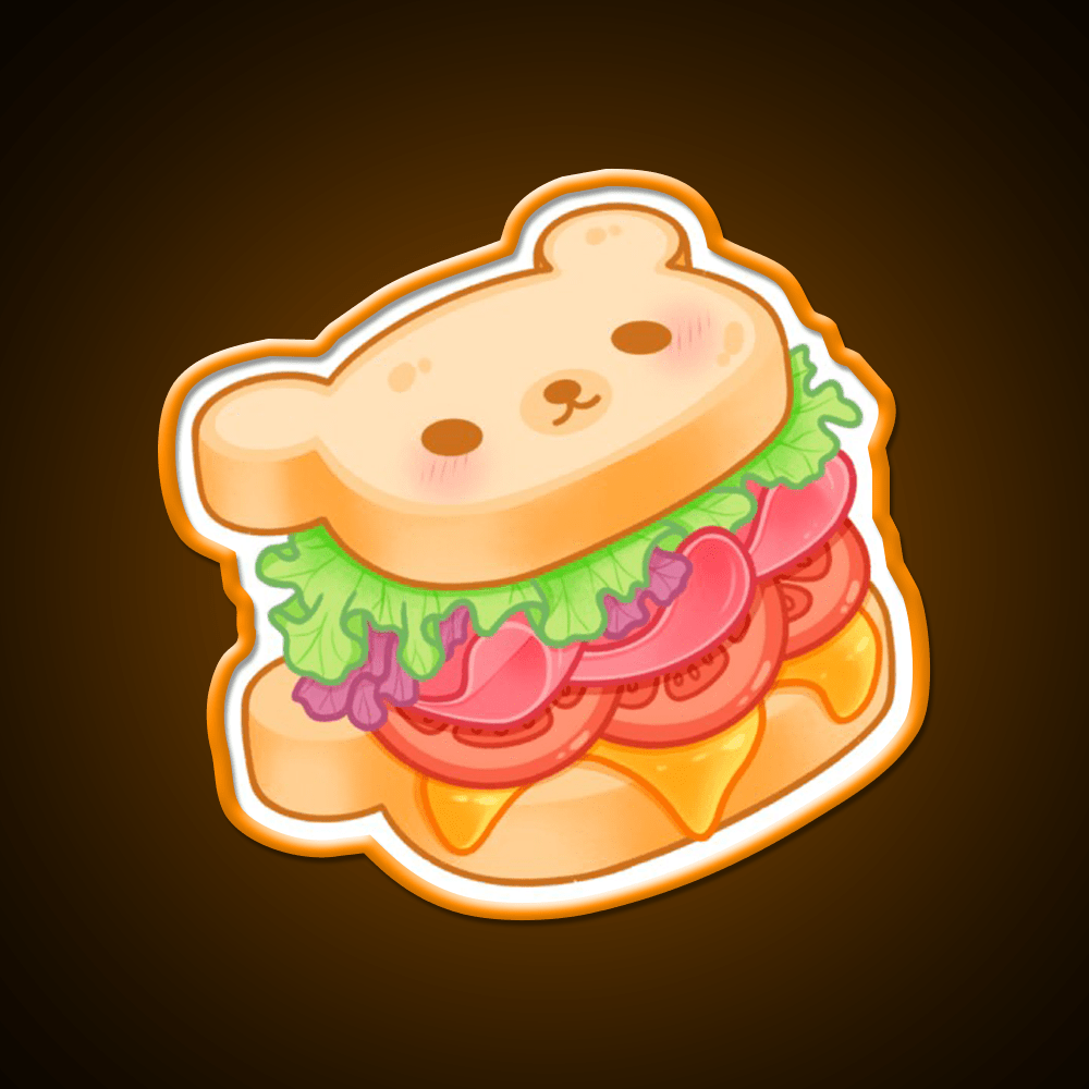Bear Sandwich Snack Food Led Neon Sign Rgb Color - Shineneon