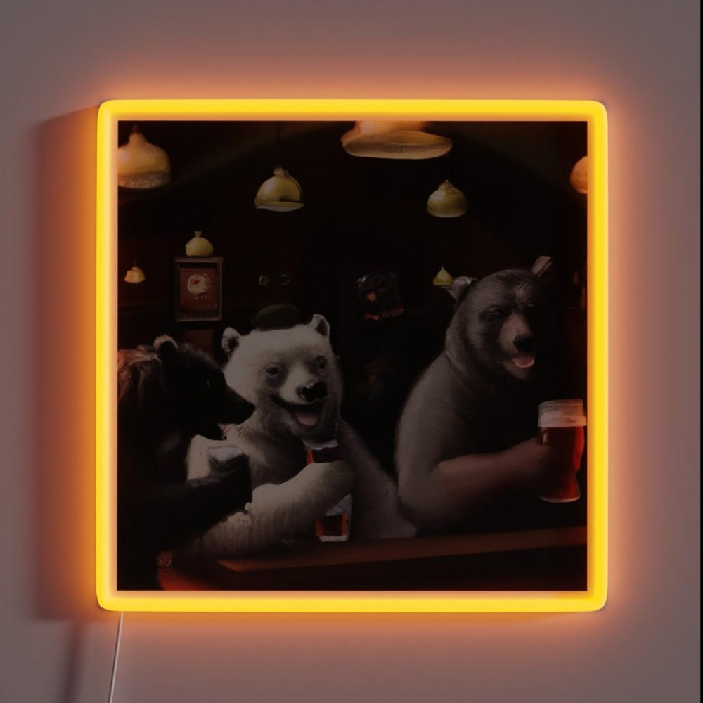 Bear Squad A Night Out At The Pub Rgb Led Neon Sign - Custom LED neon sign front view