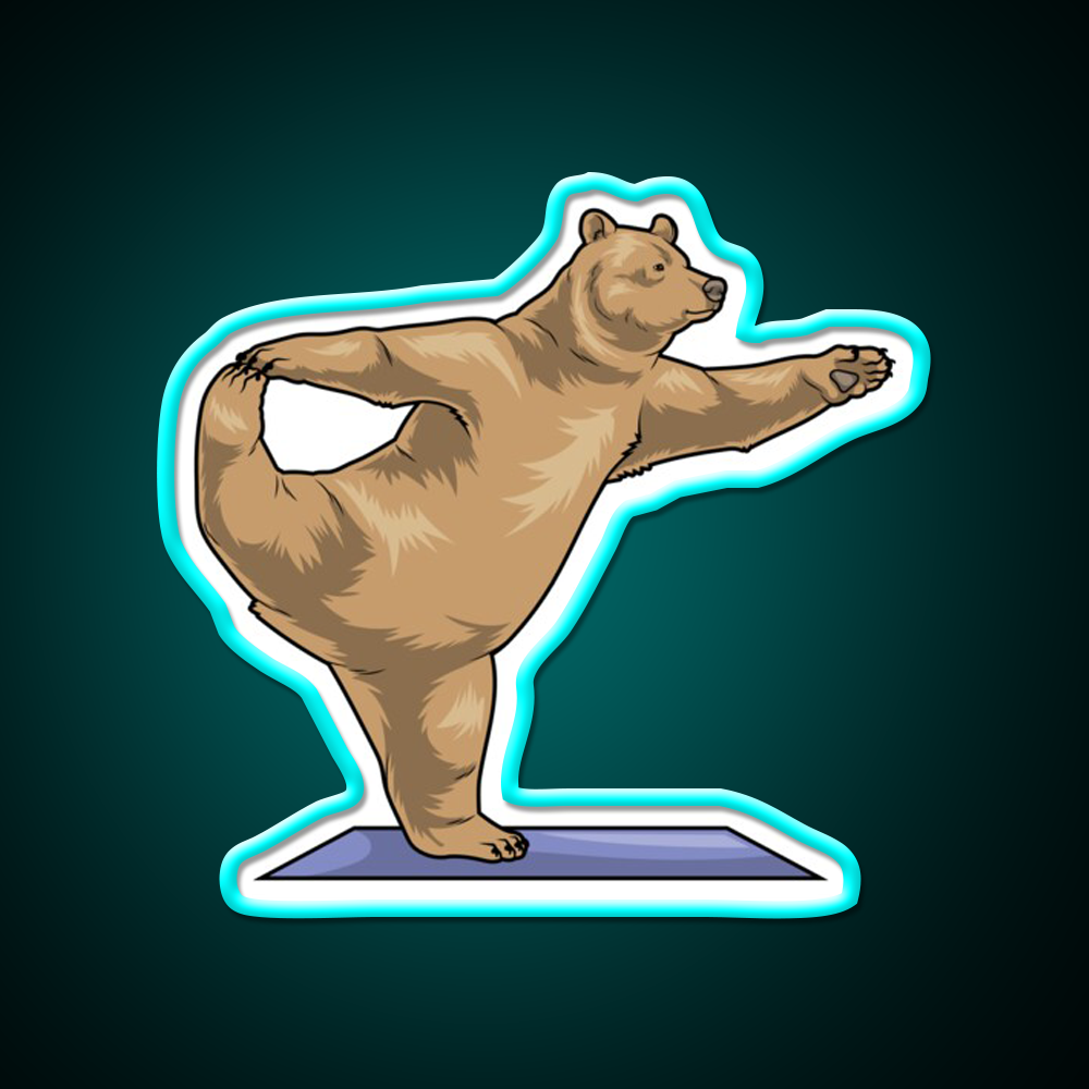 Bear Yoga Mat Yoga Led Neon Sign For Wellness Space Rgb Color