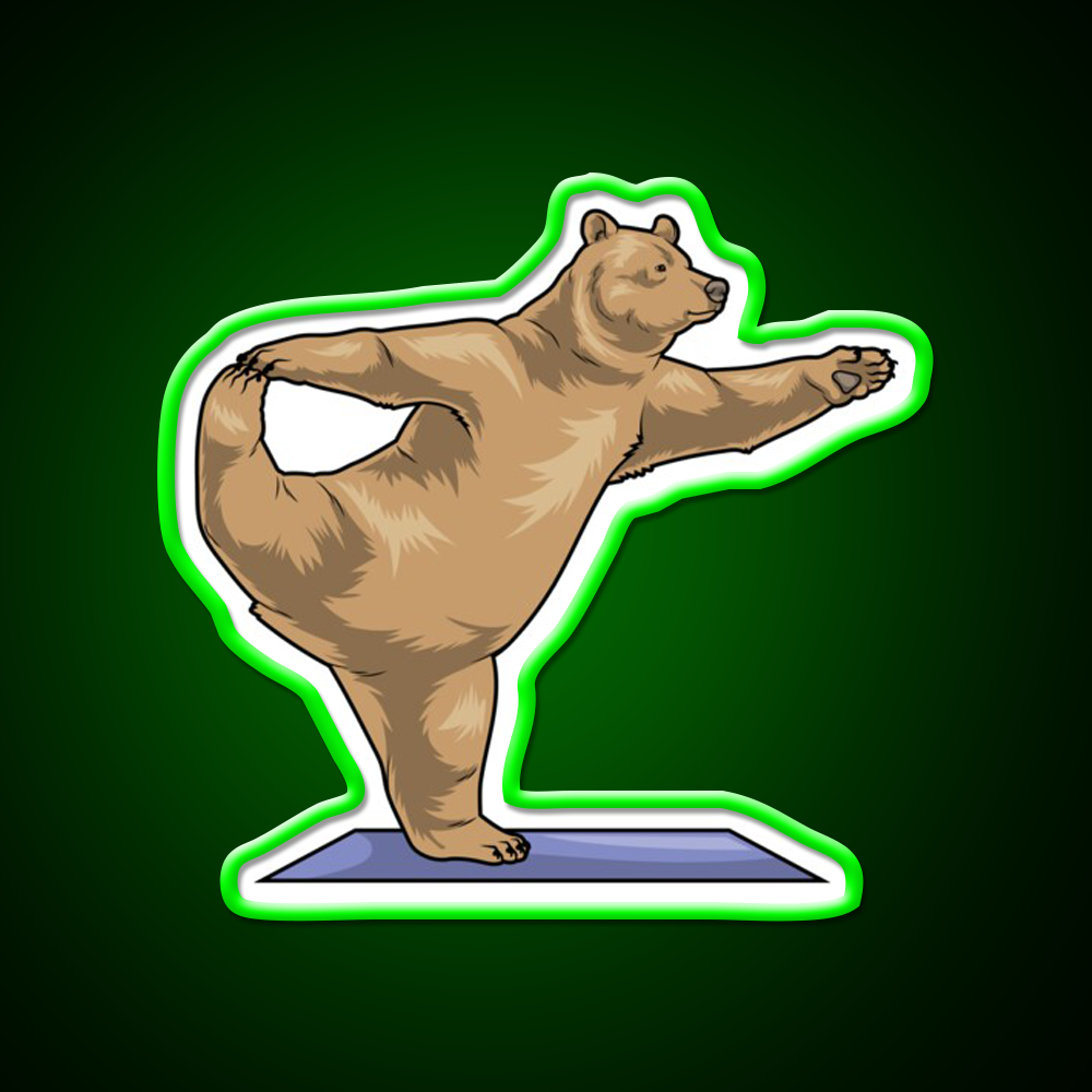 Bear Yoga Mat Yoga Led Neon Sign For Wellness Space Rgb Color