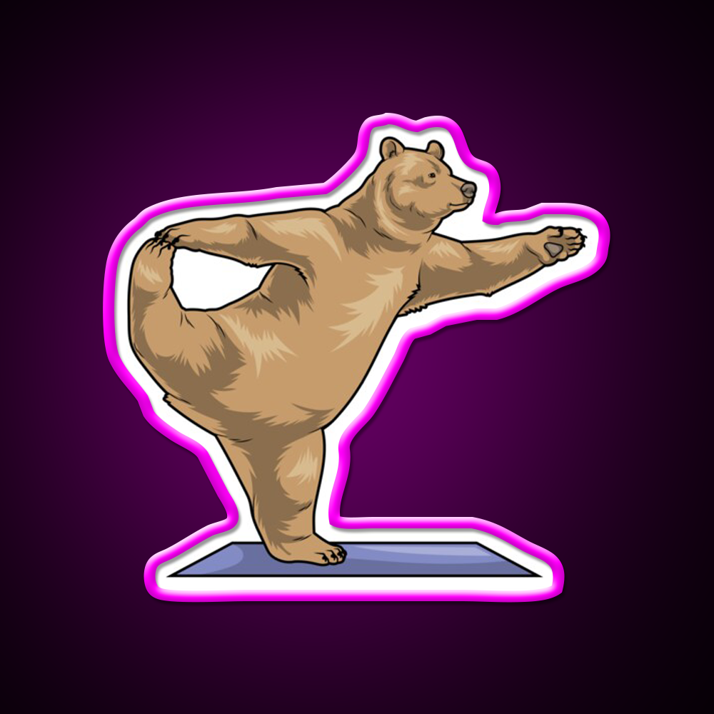 Bear Yoga Mat Yoga Led Neon Sign For Wellness Space Rgb Color