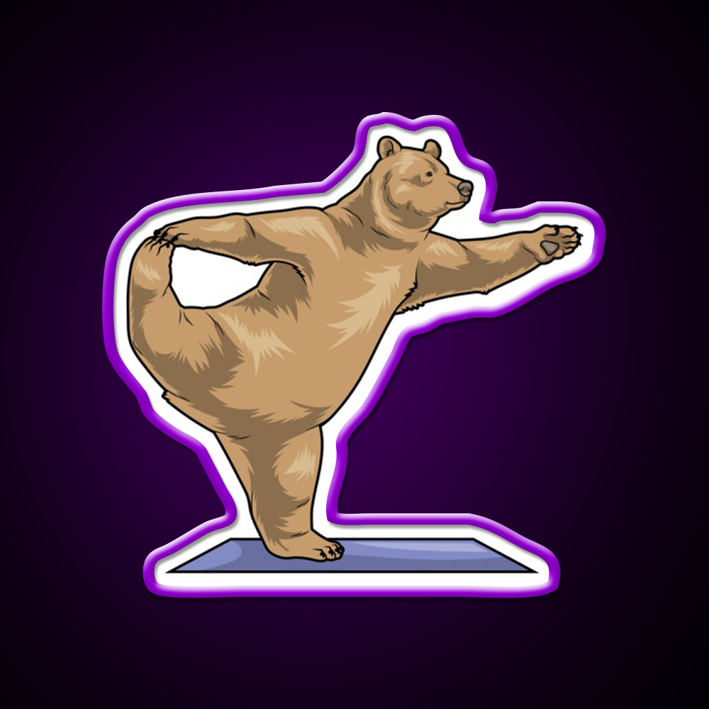 Bear Yoga Mat Yoga Led Neon Sign For Wellness Space Rgb Color