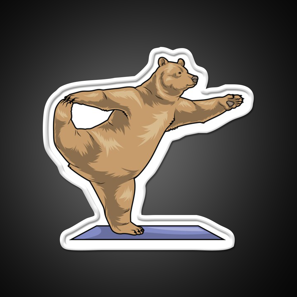 Bear Yoga Mat Yoga Led Neon Sign For Wellness Space Rgb Color