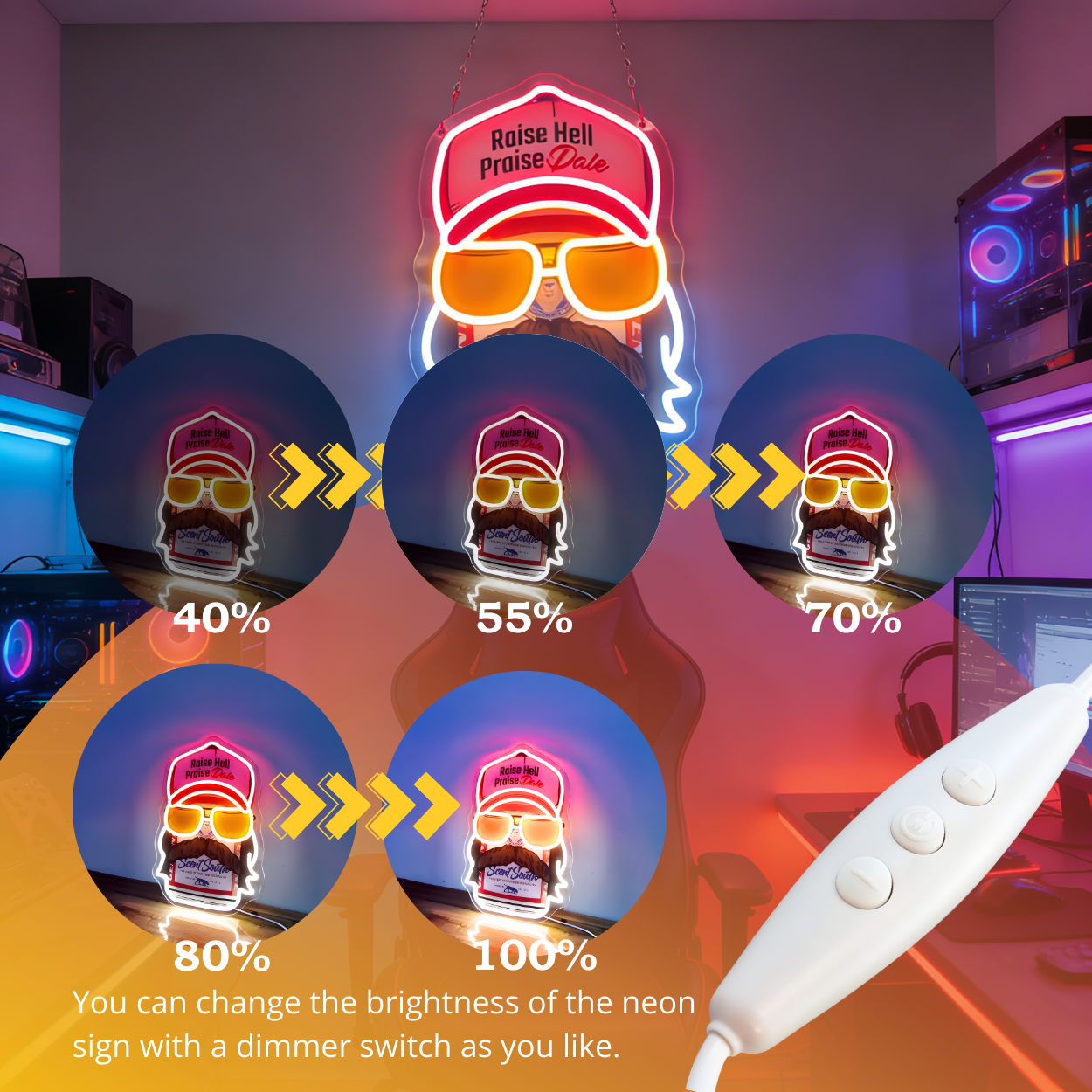 Bearded Racing Guy USB Led Neon Sign for Boys Room Man Cave Game Room & Birthday Gifts - Shineneon