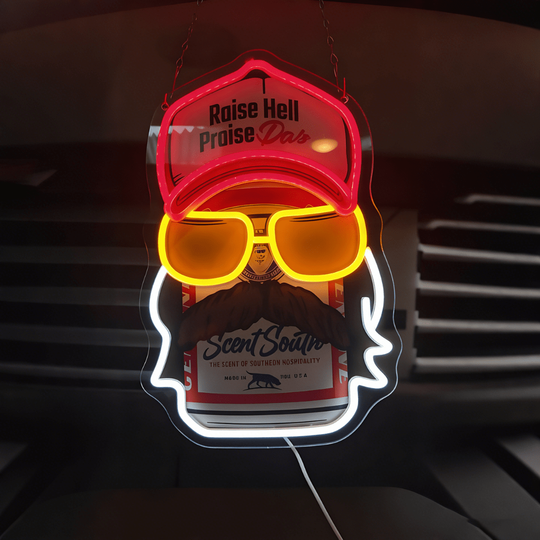 Bearded Racing Guy USB Led Neon Sign for Boys Room Man Cave Game Room & Birthday Gifts - Shineneon