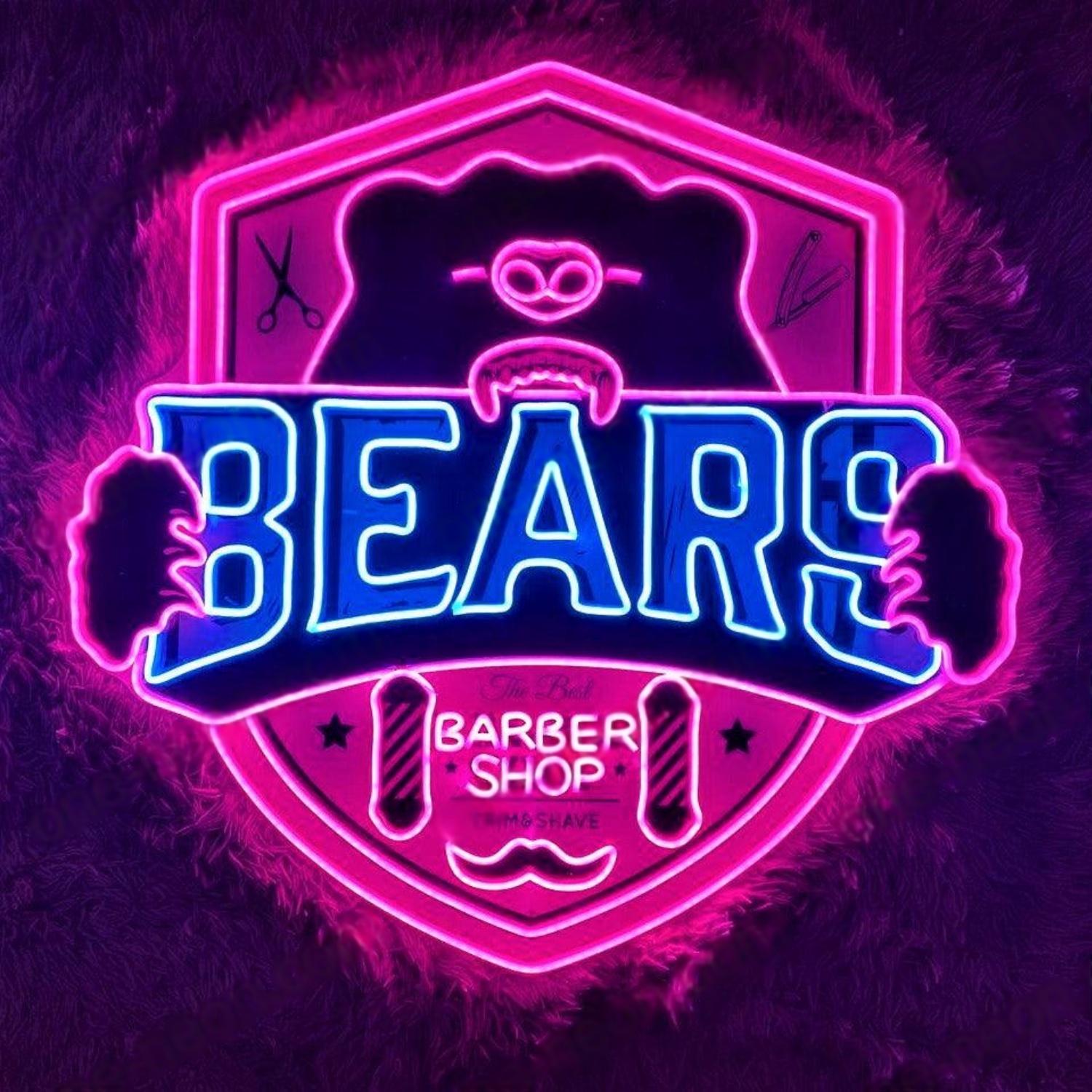 Bears Barber Shop Vibrant Bear Barber Tools Led Neon Sign For Salon Decor | Shineneon
