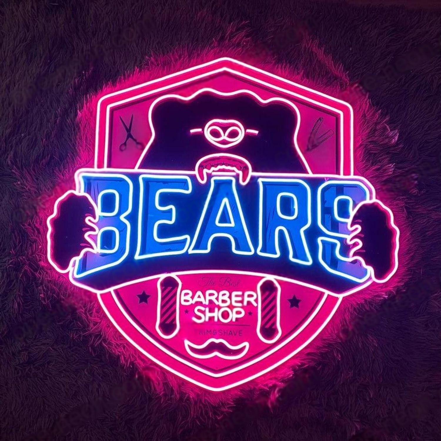 Bears Barber Shop Vibrant Bear Barber Tools Led Neon Sign For Salon Decor | Shineneon