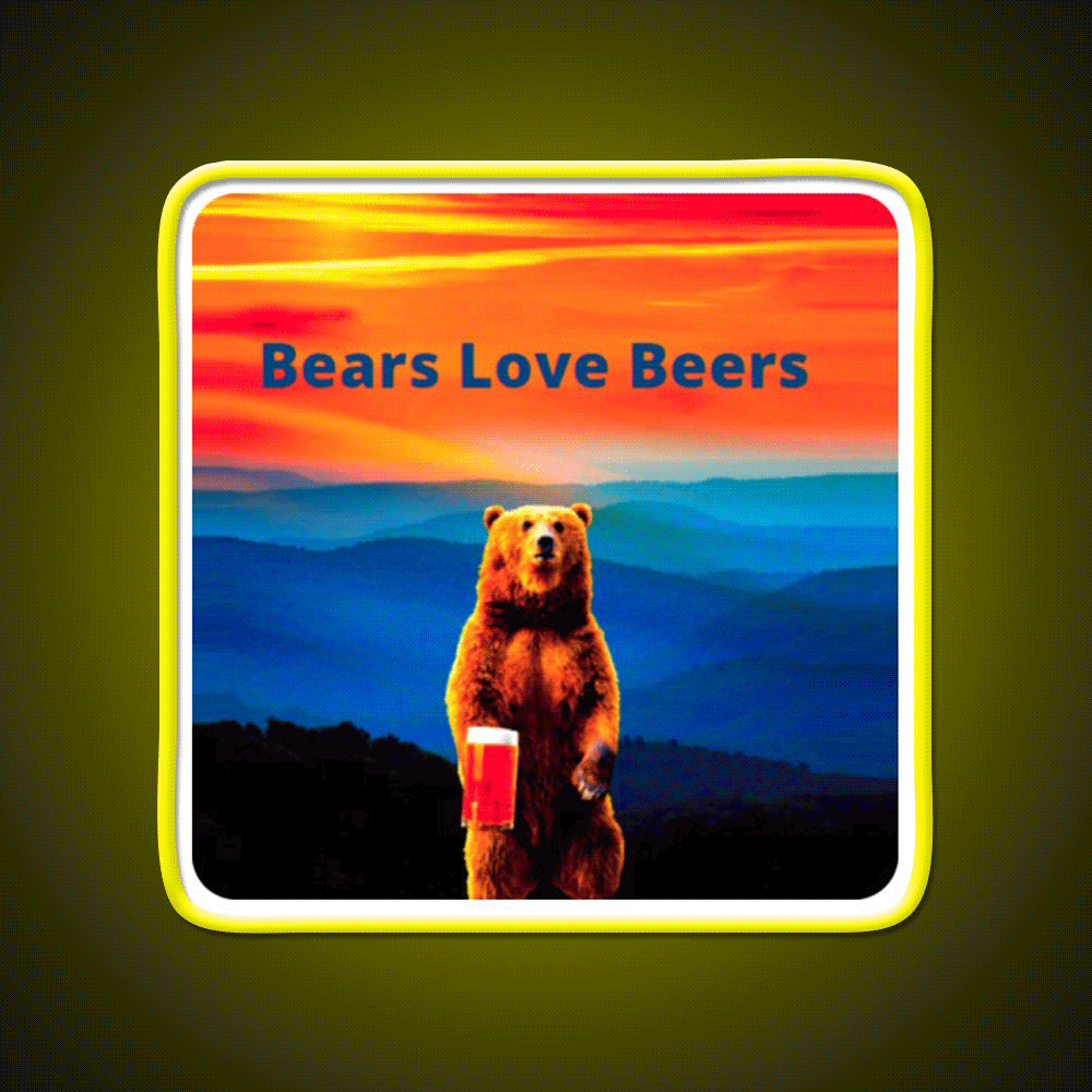 Bears Love Beers Beer Bar Decor Led Neon Sign Rgb Color - Custom LED neon sign front view