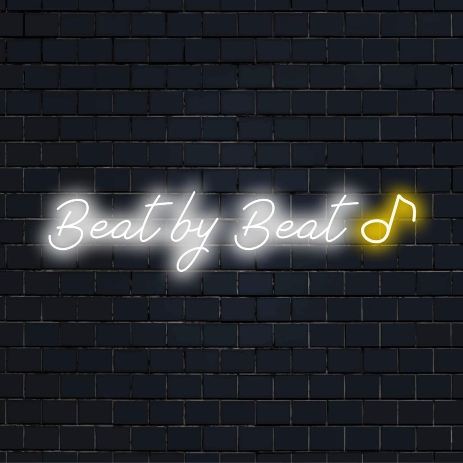 Beat By Beat White-Yellow Led Neon Sign With Music Note For Music Bar Studio Decor | Shineneon