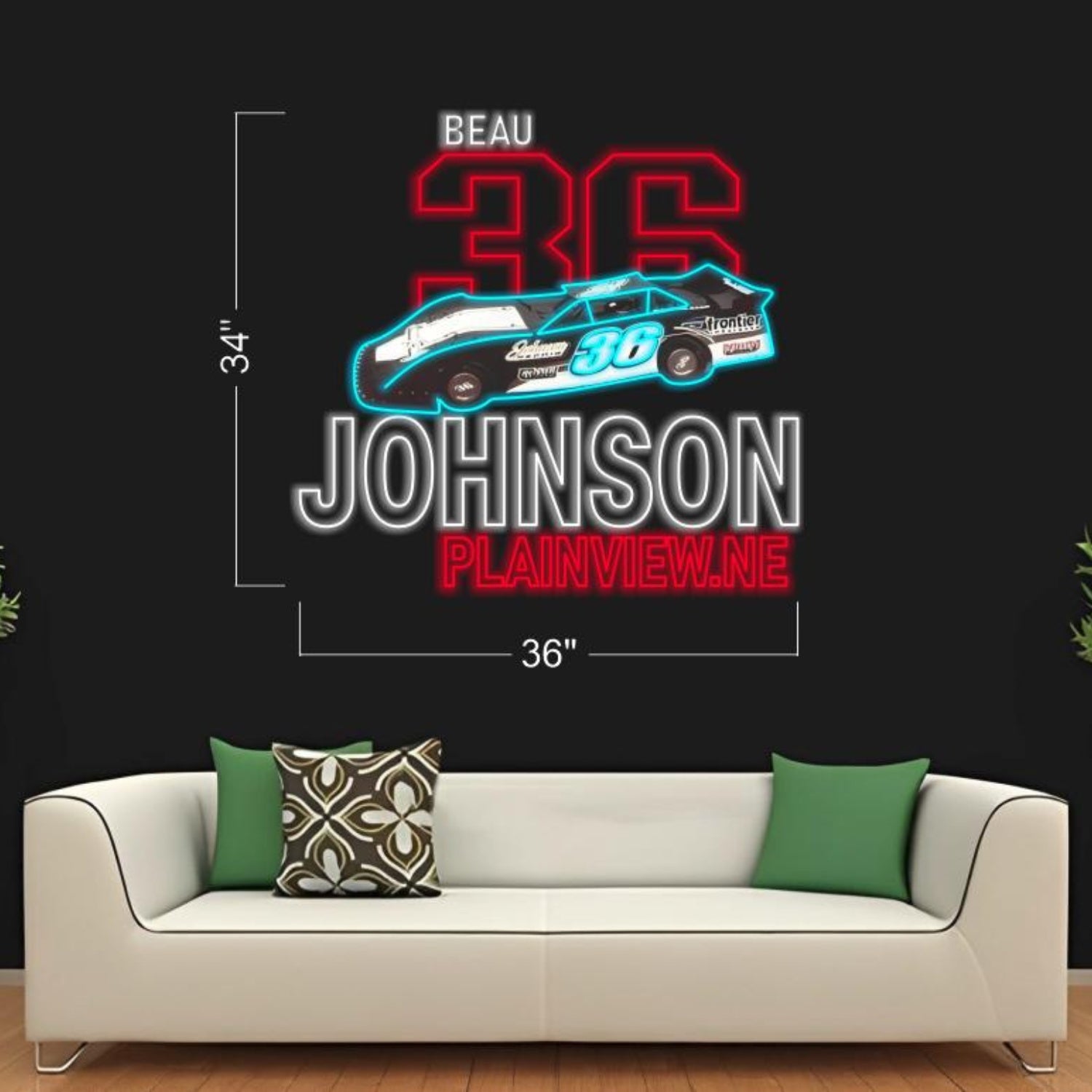 Beau 36 Johnson Plainviewne Racing Car Red Led Neon Sign For Home Decor | Shineneon
