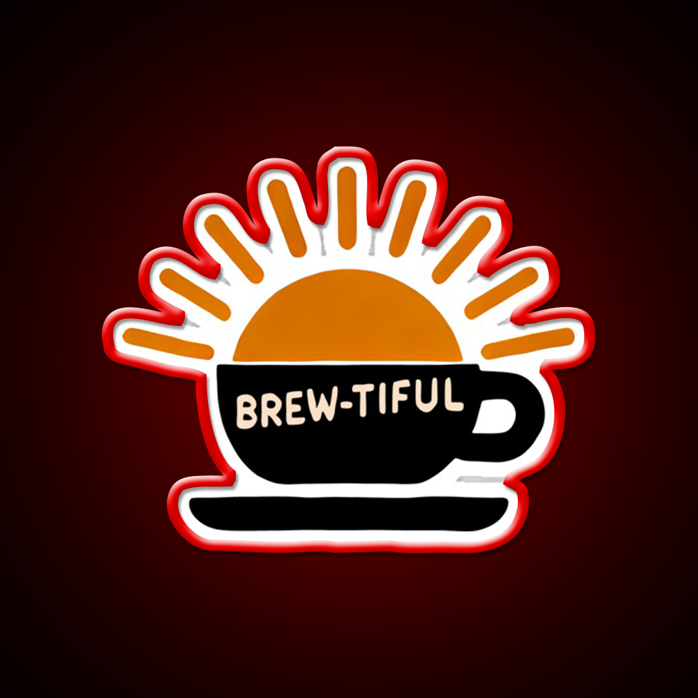 Beautiful Brew Tiful Morning Cafe Led Neon Sign Espresso Bar Art Rgb Color