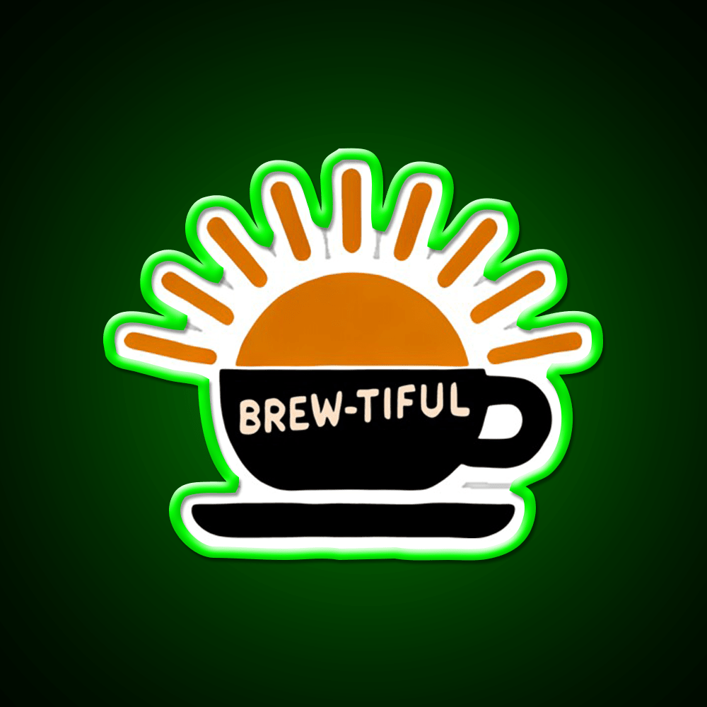 Beautiful Brew Tiful Morning Cafe Led Neon Sign Espresso Bar Art Rgb Color - Shineneon