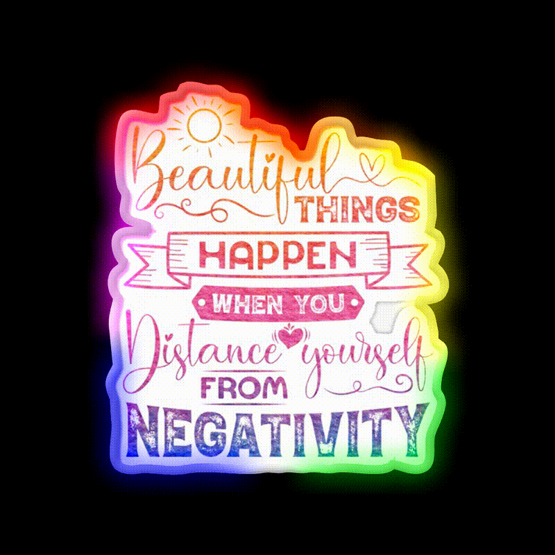 Beautiful Things Happen When You Distance Yourself Yoga Led Neon Sign Rgb Color