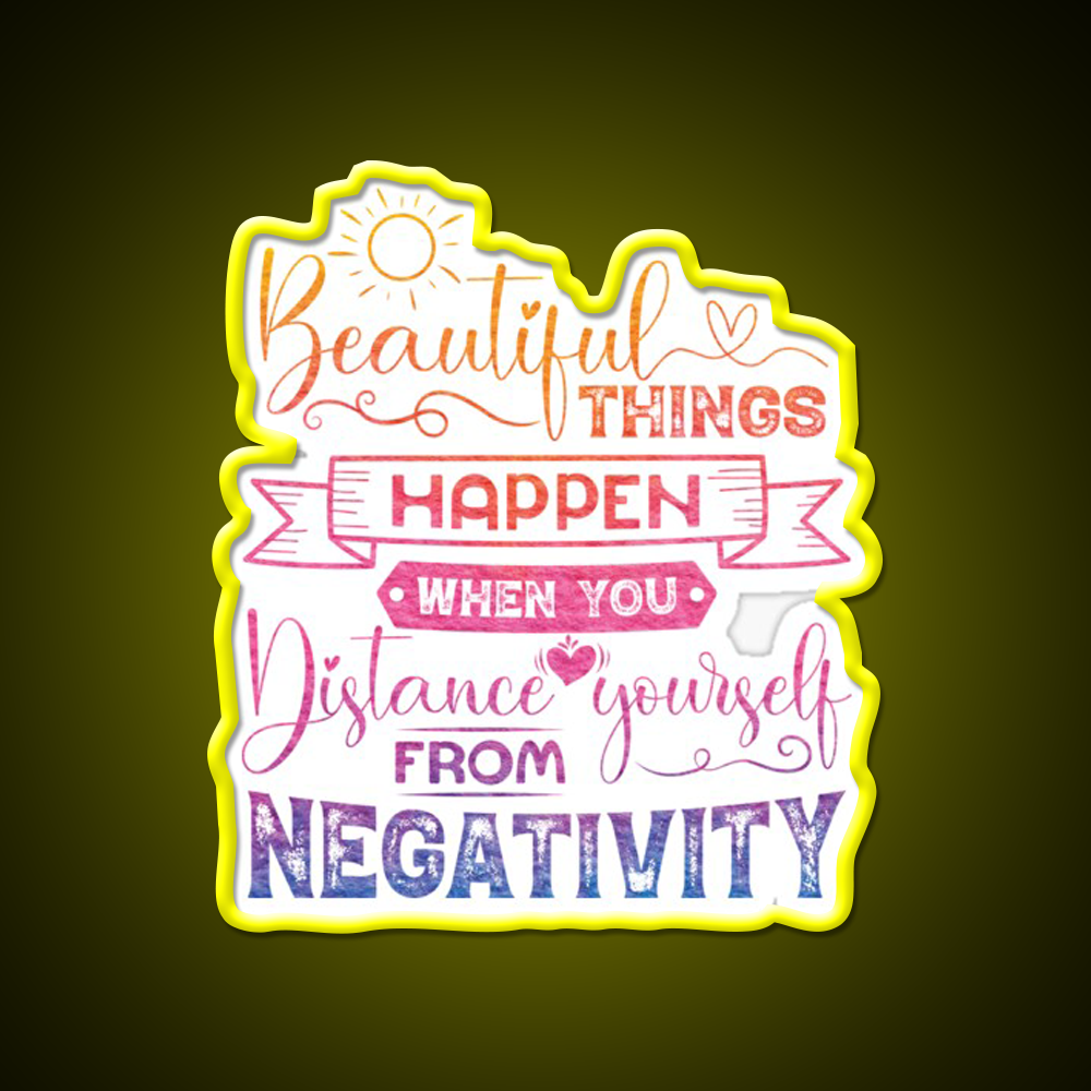 Beautiful Things Happen When You Distance Yourself Yoga Led Neon Sign Rgb Color