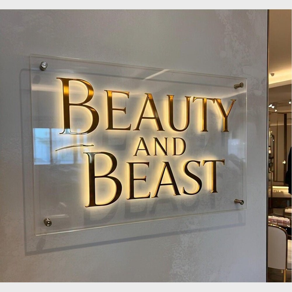 Beauty And Beast Acrylic Business Logo Sign - Shineneon