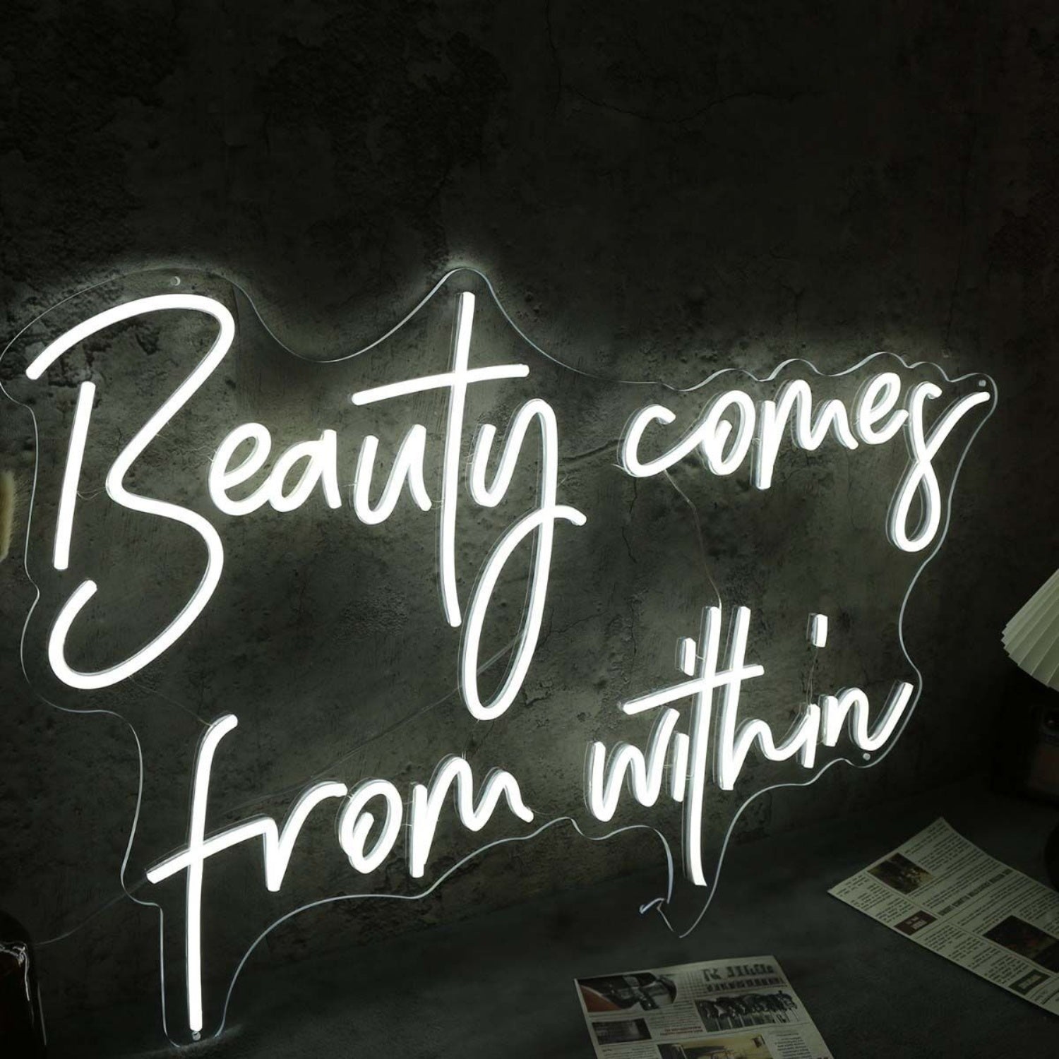 Beauty Come From Within White Led Neon Sign - Shineneon