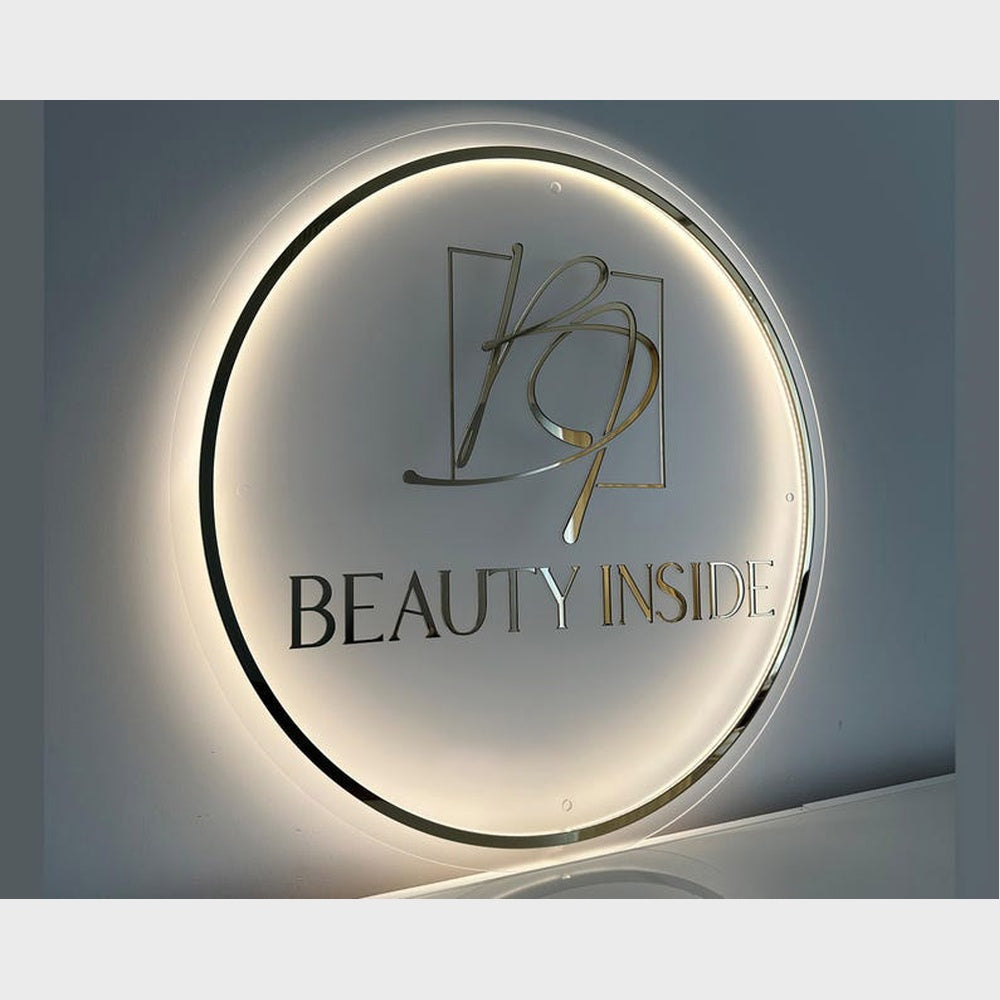 Beauty Inside Acrylic Business Logo Sign