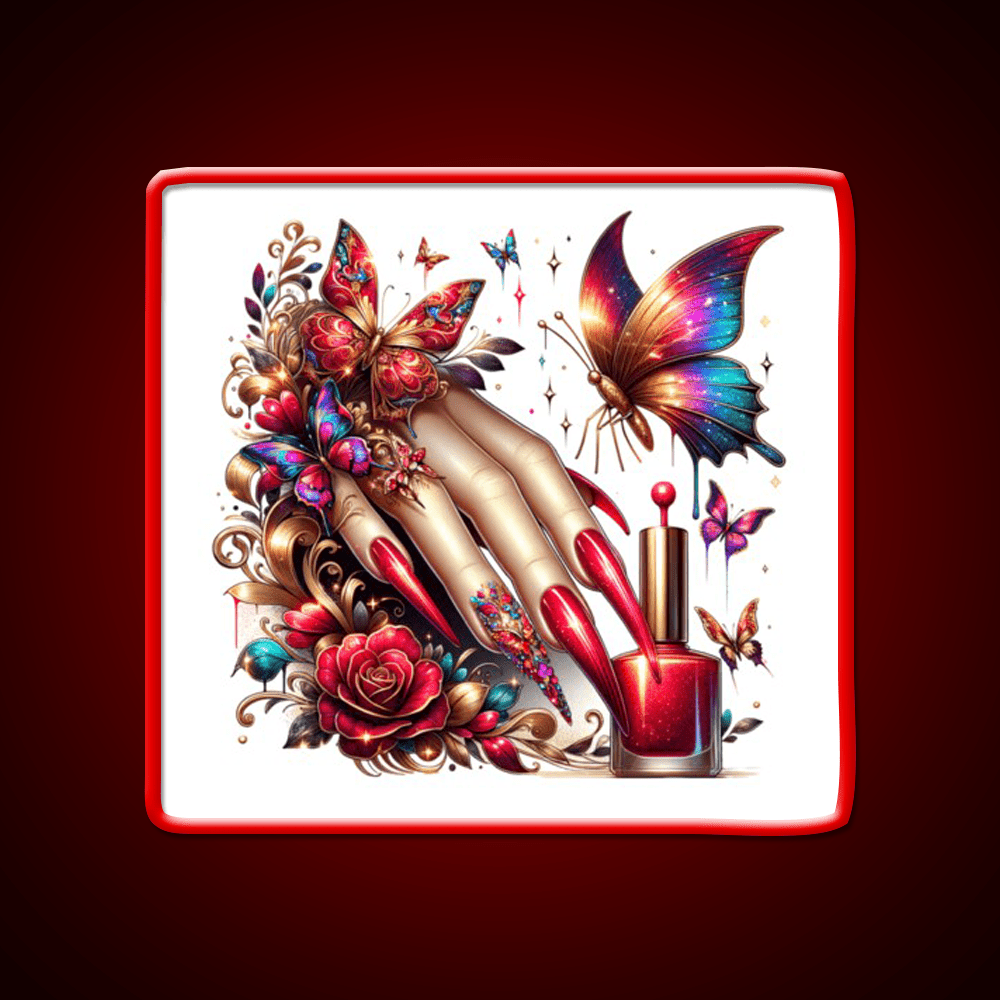 Beauty Of Butterfly And Nail Art Nail Salon Led Neon Sign Rgb Color - Shineneon