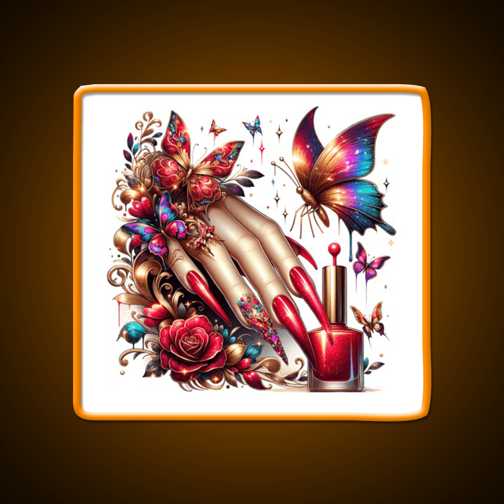 Beauty Of Butterfly And Nail Art Nail Salon Led Neon Sign Rgb Color - Shineneon