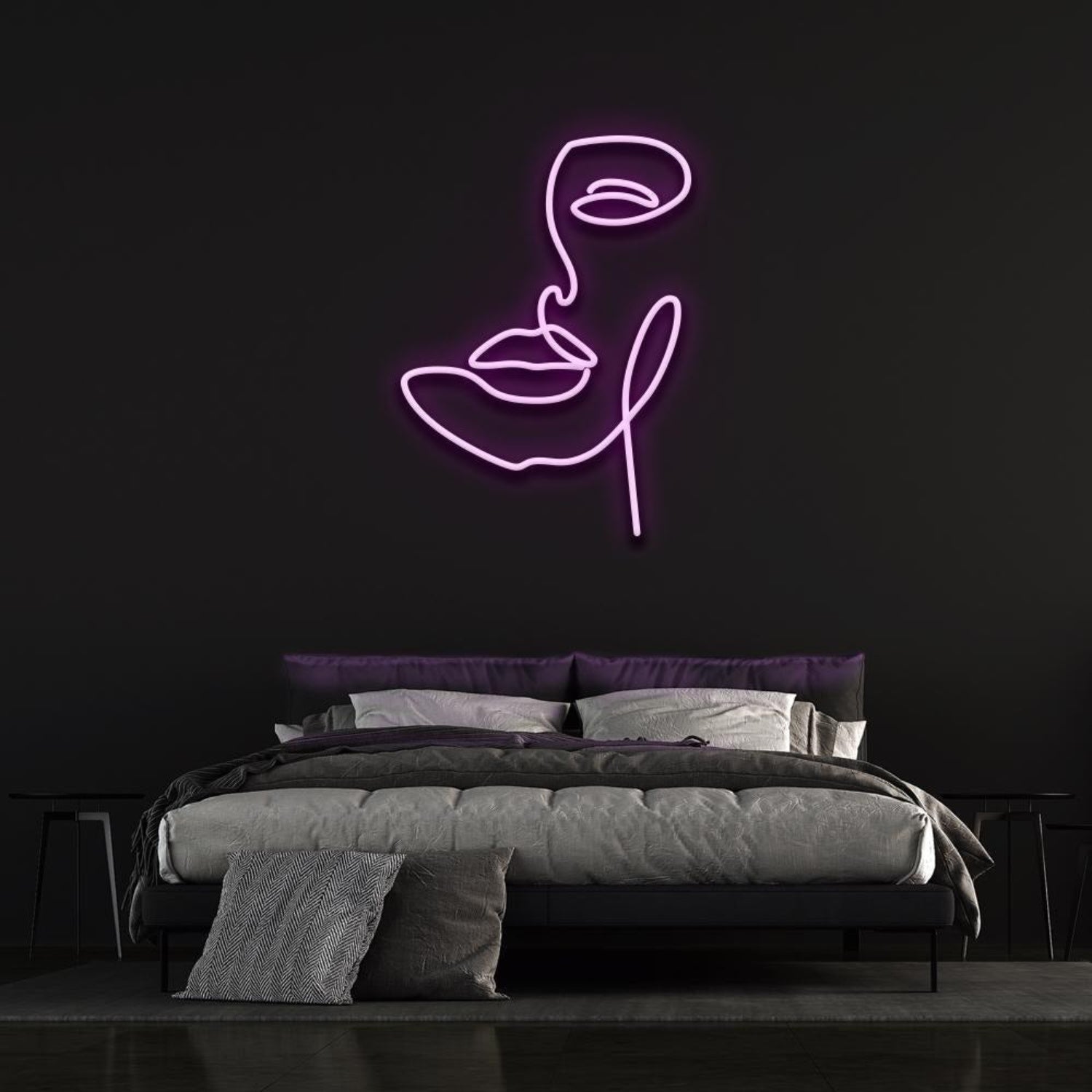Beauty Purple Abstract Face Silhouette Led Neon Sign For Bedroom Wall Decor | Shineneon