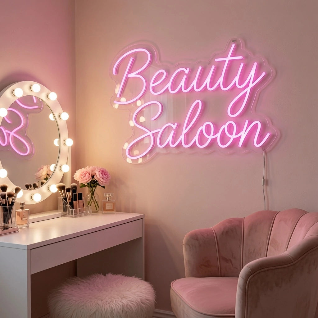 Beauty Saloon LED Neon Sign Home Wall Art - 03 Real Lifestyle Scene