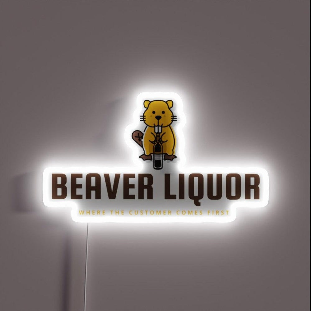 Beaver Liquor Customer Comes First Drinking Rgb Led Neon Sign - Custom LED neon sign front view