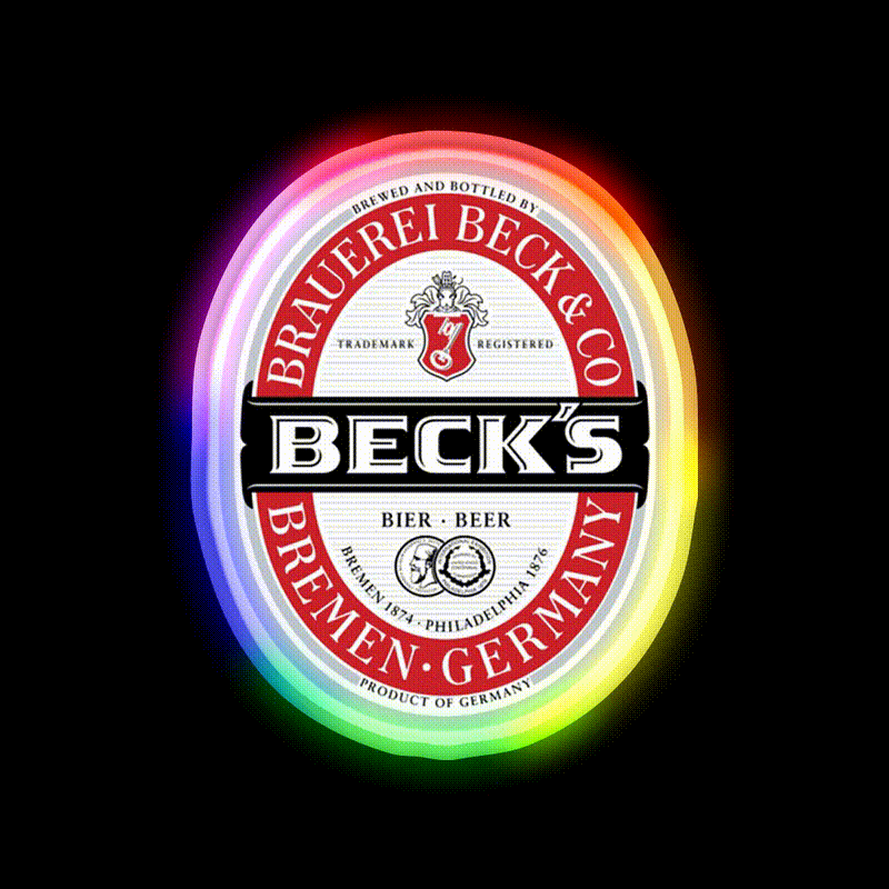 Beck Beer Logo Local Beer Brewery Logo Beer Bar Decor Led Neon Sign Rgb Color - LED neon sign close-up detail