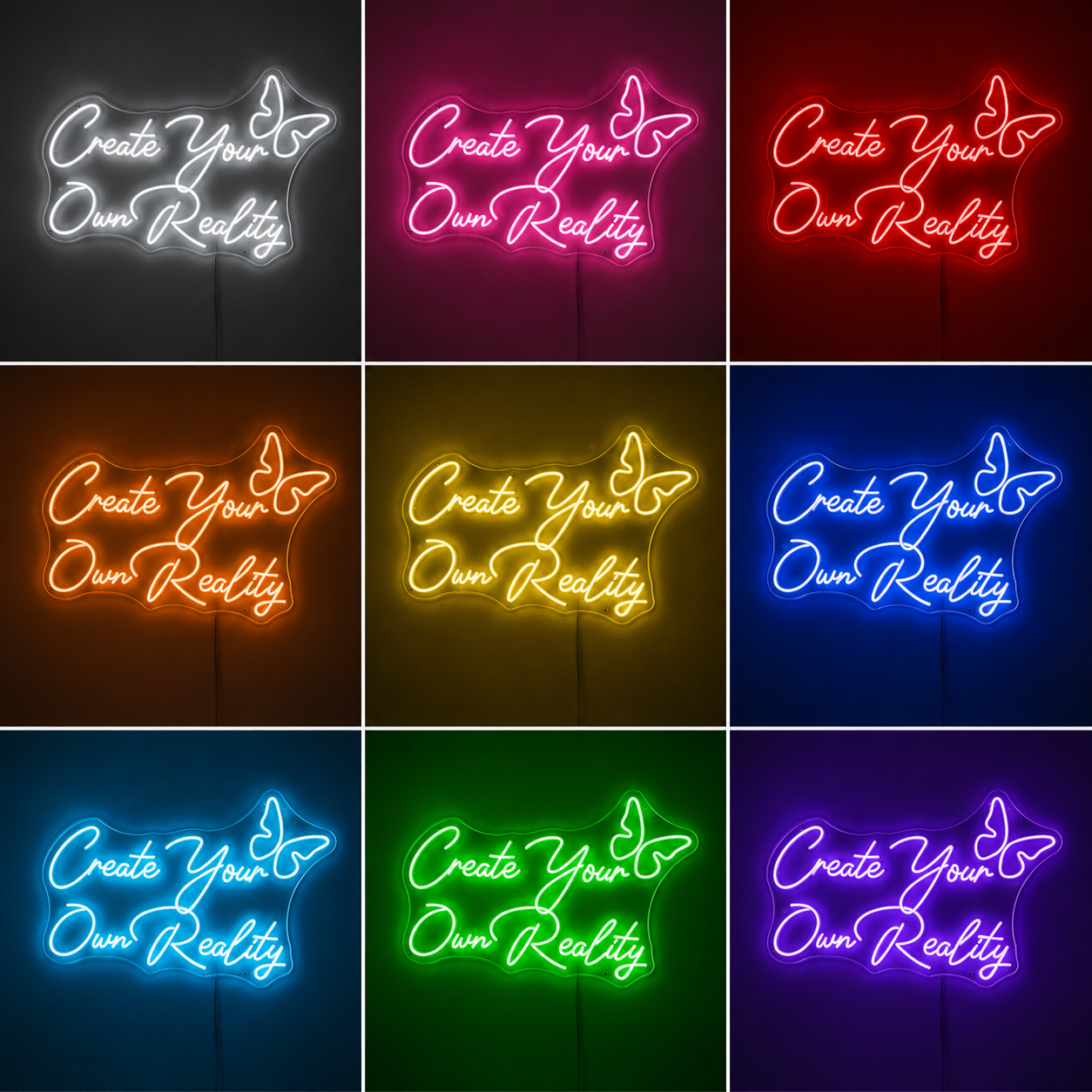 Bedroom Vertical Wall Decor LED Neon Sign Home Art color grid