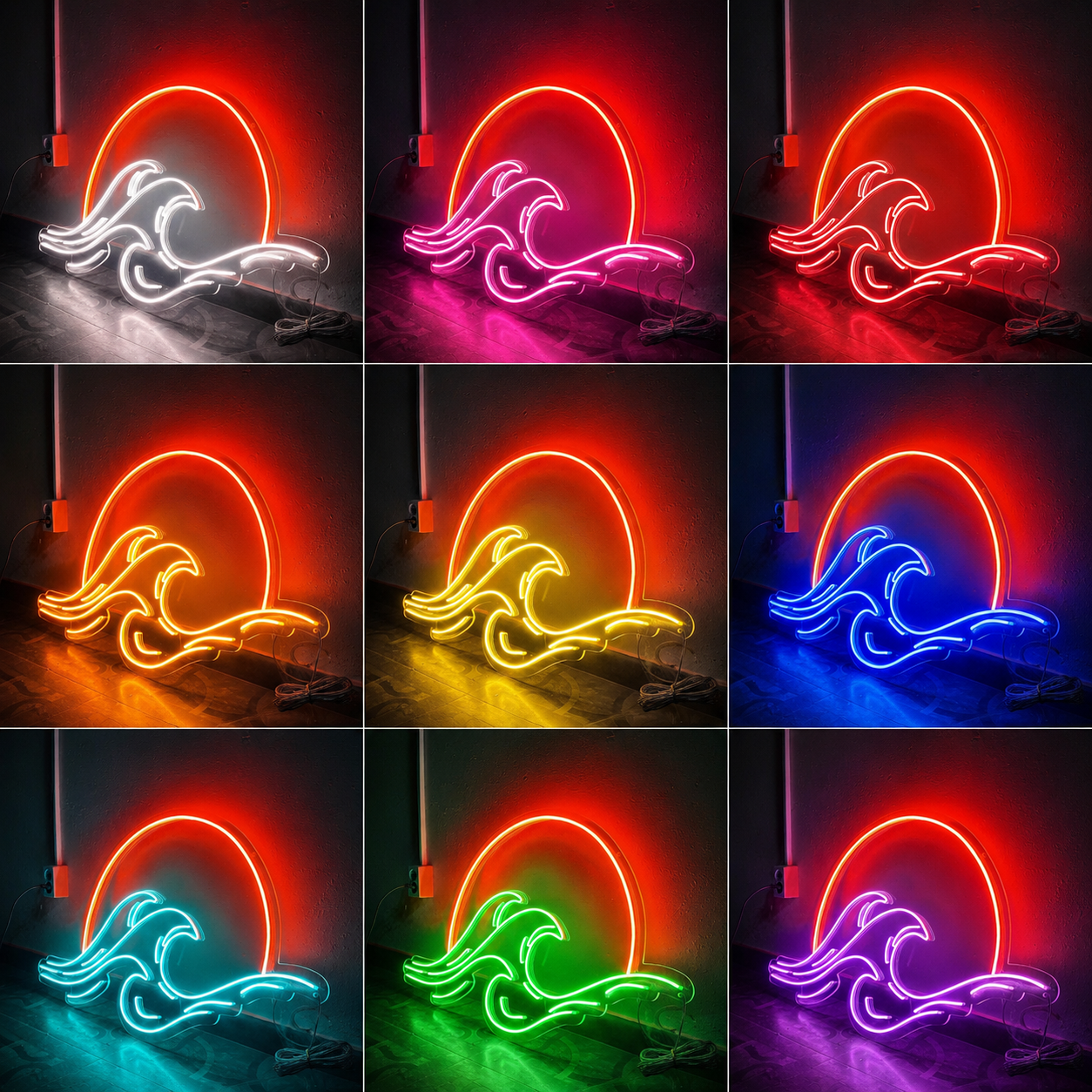 Bedroom Wall Decor Outline Art LED Neon Sign Home Art color grid