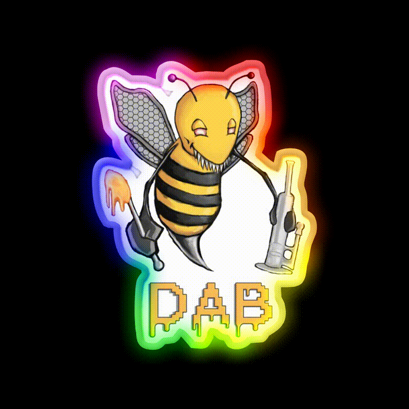 Bee Dab Hemp Inspired Green Leaf Led Neon Sign Rgb Color - LED neon sign close-up detail