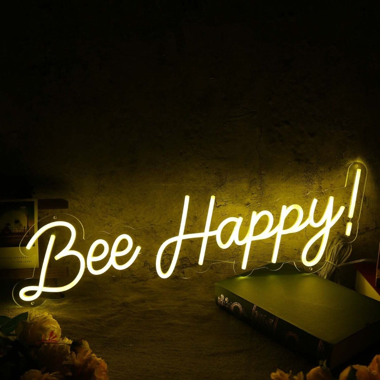 Bee Happy Yellow Led Neon Sign - Shineneon