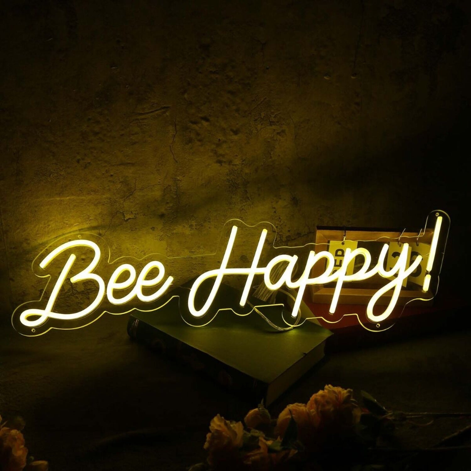 Bee Happy Yellow Led Neon Sign - Shineneon