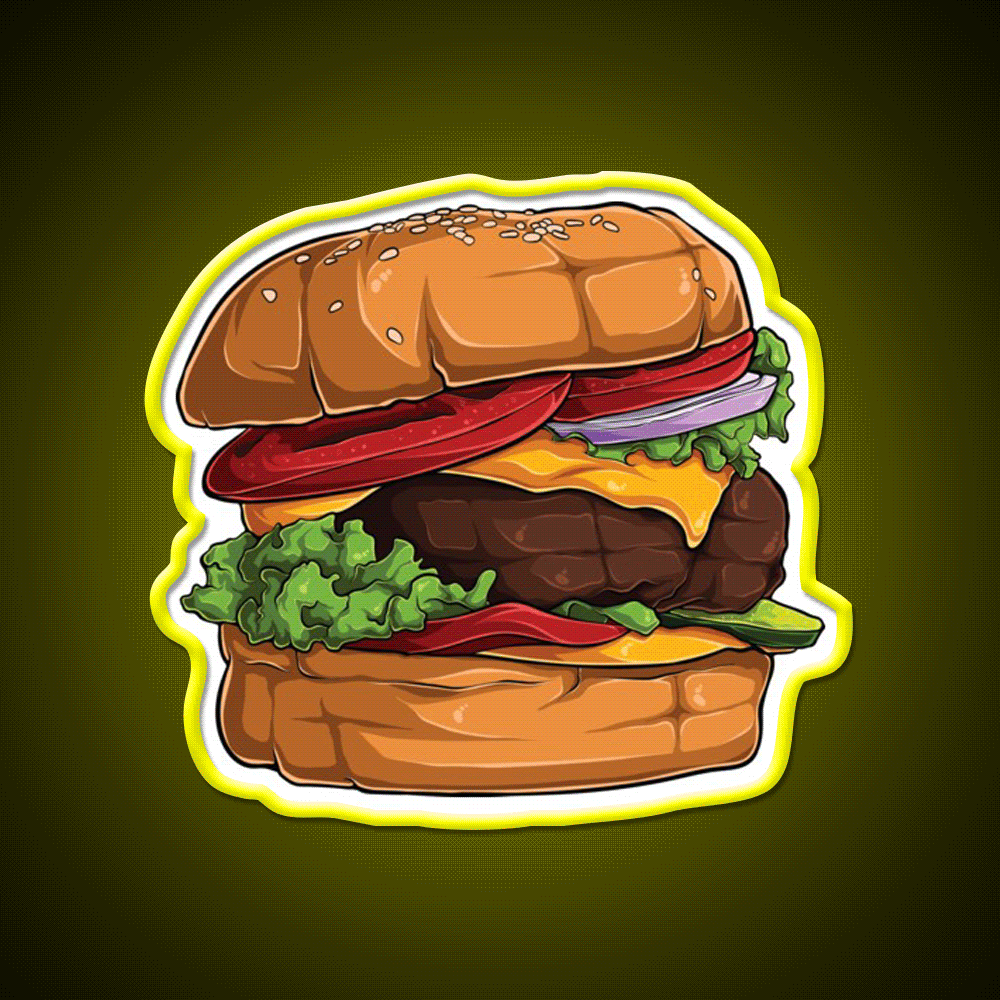 Beef Cheeseburger Snack Food Led Neon Sign Rgb Color - Custom LED neon sign front view