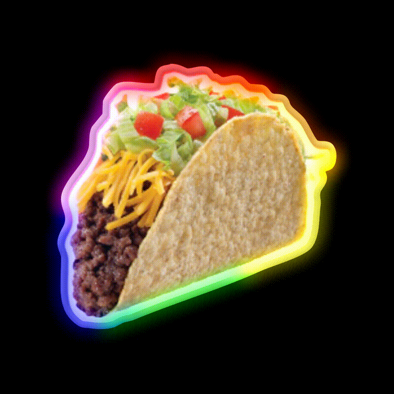 Beef Taco Led Neon Sign Mexican Food Sign Rgb Color - LED neon sign close-up detail