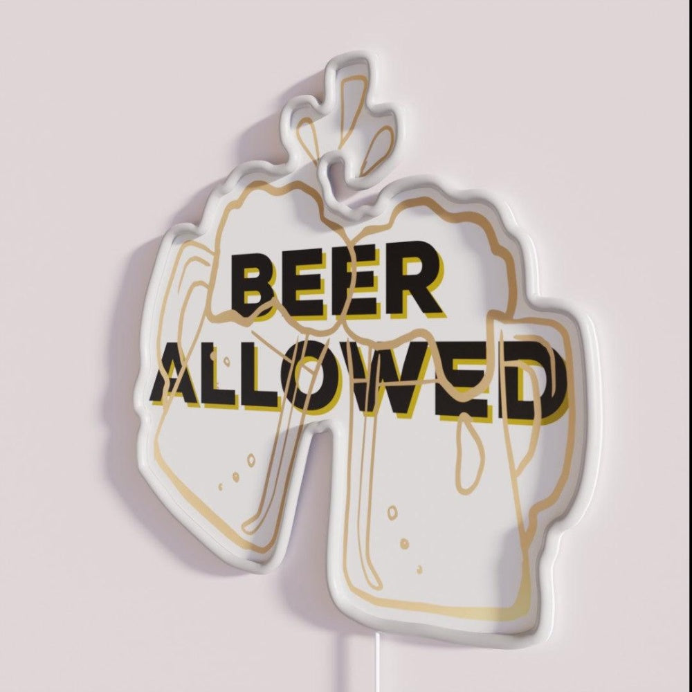 Beer Allowed Rgb Led Neon Sign - Neon sign mounted on wall in room