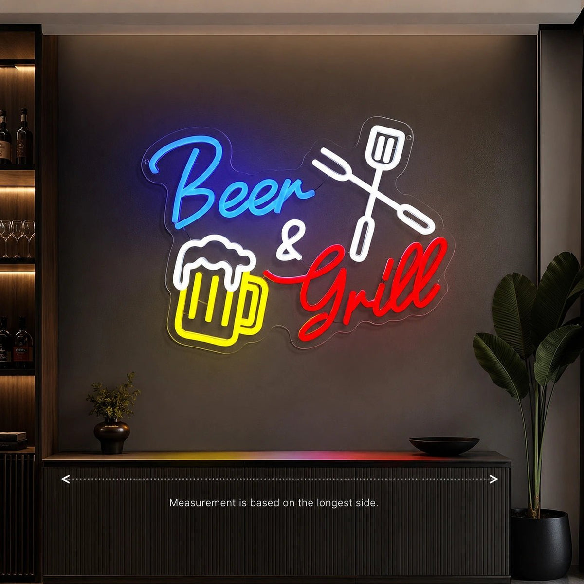 Beer And Grill Crossed Tools With Beer Mug LED Neon Sign - Shineneon