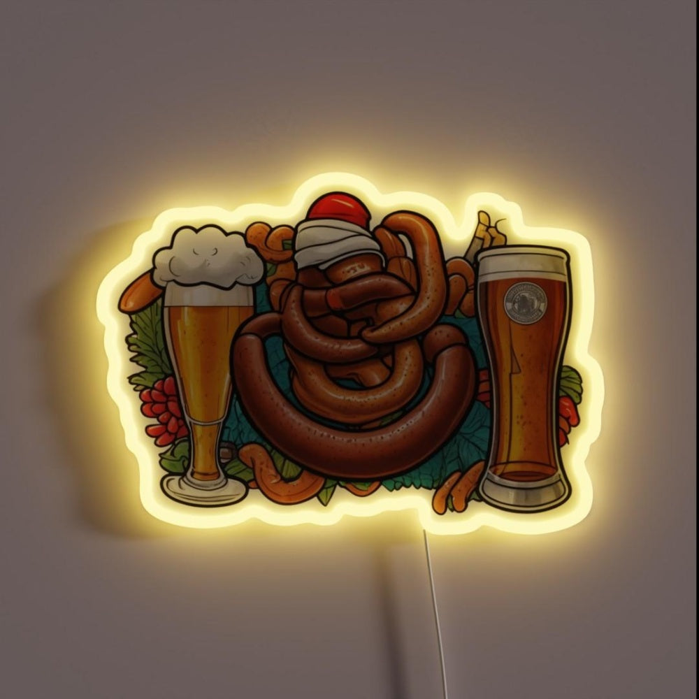 Beer And Sausage Rgb Led Neon Sign - Custom LED neon sign front view