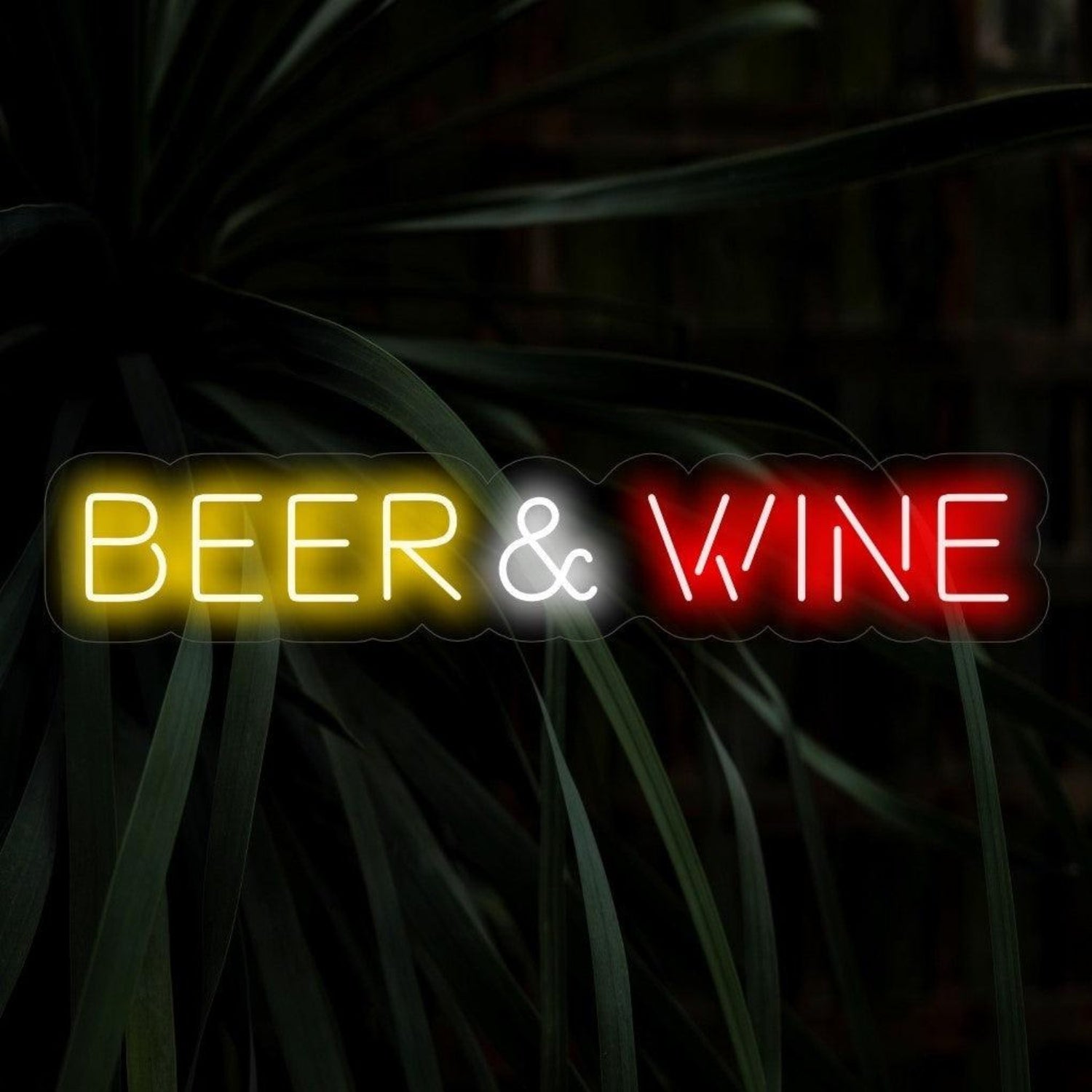 Beer And Wine Led Neon Sign Yellow Red White Bar Decor | Shineneon