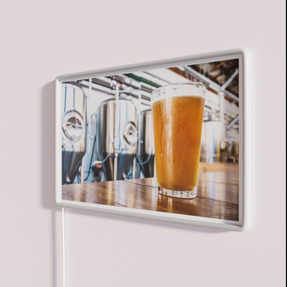Beer At The Brewery Rgb Led Neon Sign - Neon sign mounted on wall in room